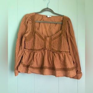 American Eagle Long Sleeve Crop Blouse